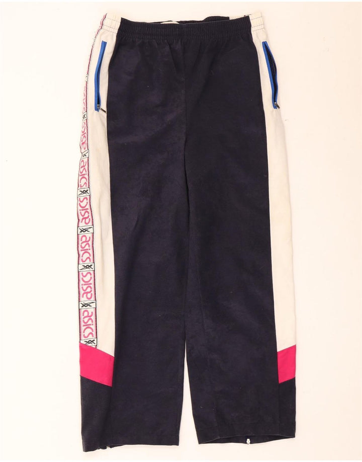 Asics Mens Graphic Tracksuit Trousers Medium Navy Blue Colourblock