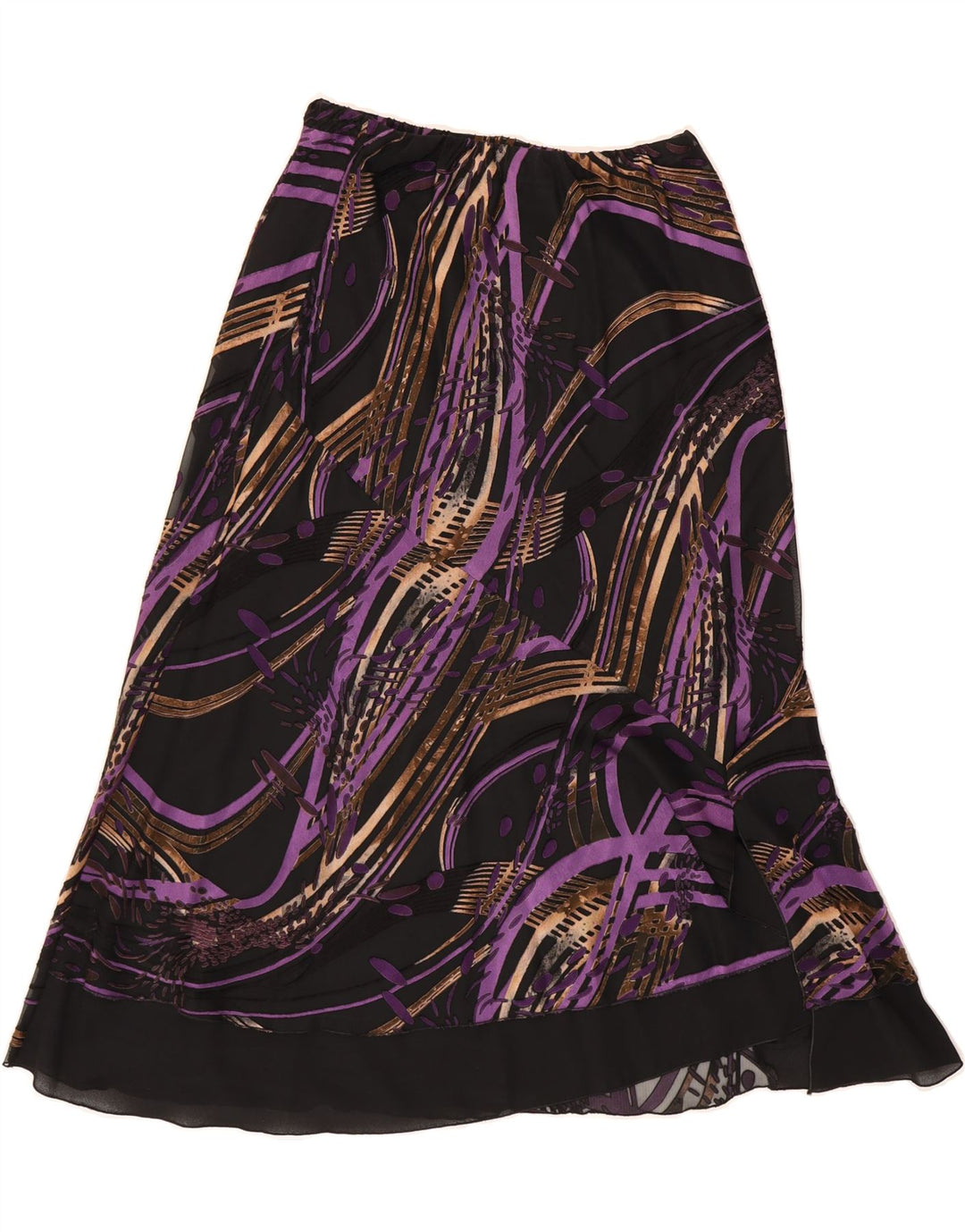 VINTAGE Womens Abstract Pattern A-Line Skirt UK 14 Large W30 Black Vintage Vintage and Second-Hand Vintage from Messina Hembry 