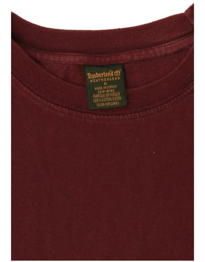 Timberland Mens T-Shirt Top Small Burgundy Cotton