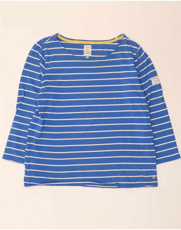 Joules Womens Top Long Sleeve UK 16 Large  Blue Striped Cotton