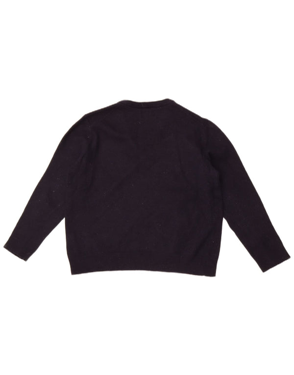 Gant Womens Crop V-Neck Jumper Sweater UK 18 XL Navy Blue Wool