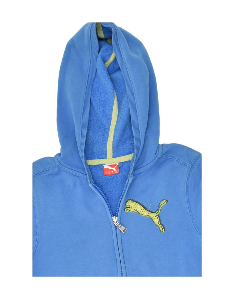 PUMA Boys Graphic Zip Hoodie Sweater 9-10 Years Medium Blue Cotton | Vintage Puma | Thrift | Second-Hand Puma | Used Clothing | Messina Hembry 