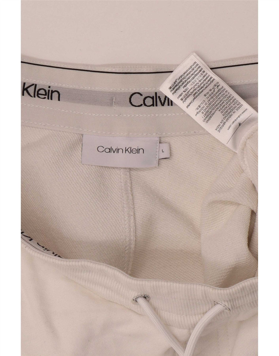 Calvin Klein Mens Sport Shorts Large White Cotton