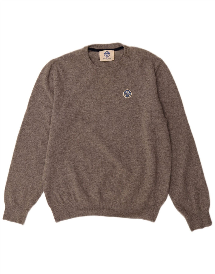 North Sails Mens Crew Neck Jumper Sweater Large Grey Wool
