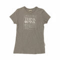 THINK PINK Womens Graphic T-Shirt Top UK 12 Medium Grey