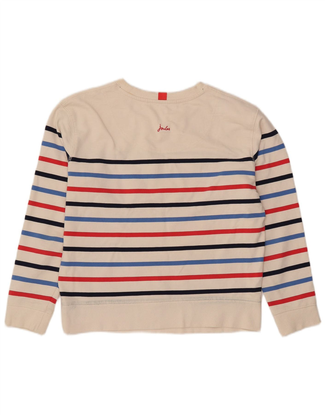 Joules Womens Oversized Sweatshirt Jumper UK 8 Small White Striped Cotton