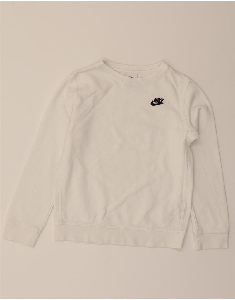 NIKE Boys Sweatshirt Jumper 10-11 Years Medium White Cotton Vintage Nike and Second-Hand Nike from Messina Hembry 