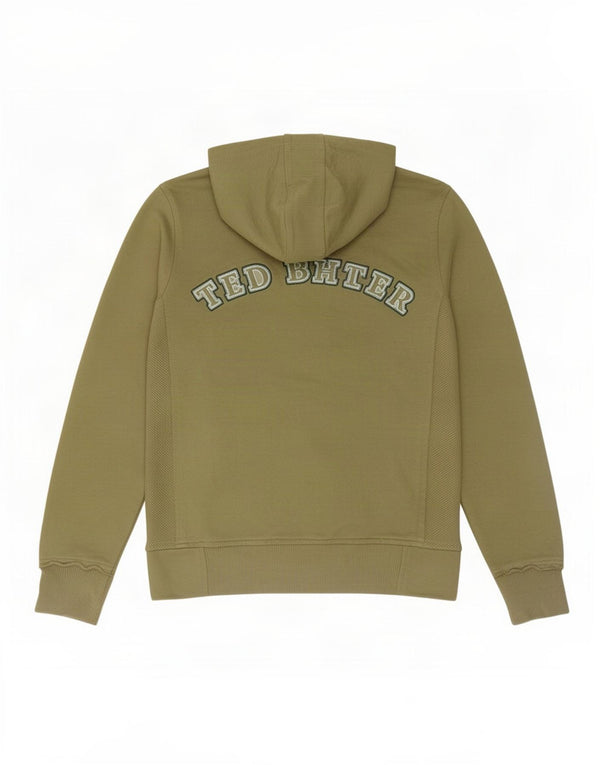Ted Baker Mens Graphic Zip Hoodie Sweater Size 2 Small Khaki Cotton