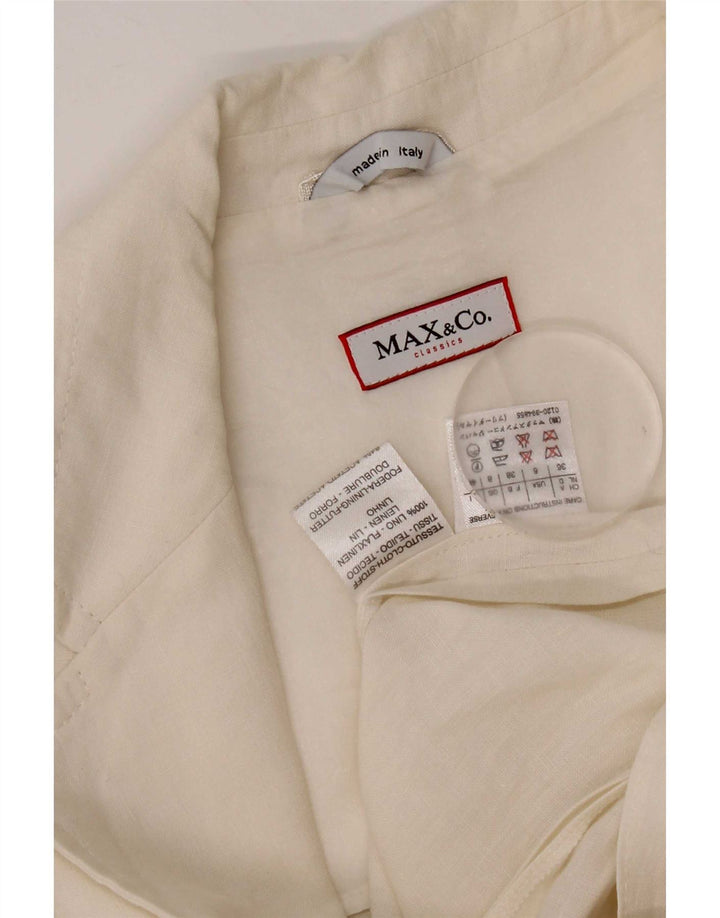 Max & Co. Womens 3 Button Blazer Jacket UK 8 Small White Linen