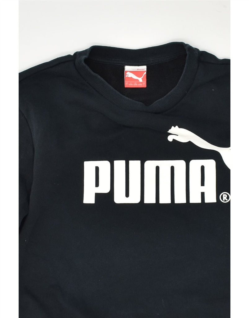 PUMA Mens Graphic Sweatshirt Jumper Large Black Cotton | Vintage Puma | Thrift | Second-Hand Puma | Used Clothing | Messina Hembry 