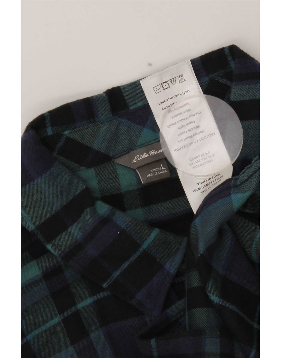 Eddie Bauer Womens Flannel Shirt UK 16 Large Navy Blue Check Cotton