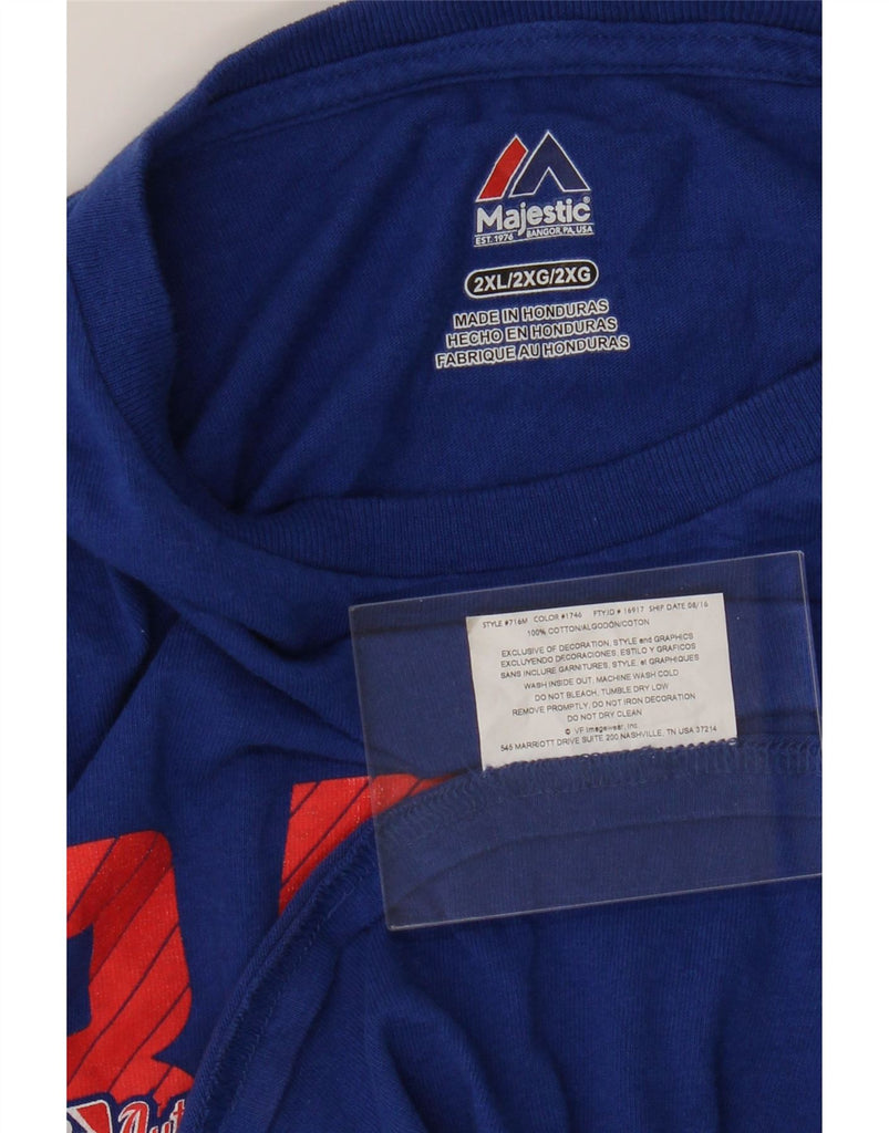 MAJESTIC Mens Chicago Cubs Graphic Top Long Sleeve 2XL Blue Cotton Vintage Majestic and Second-Hand Majestic from Messina Hembry 