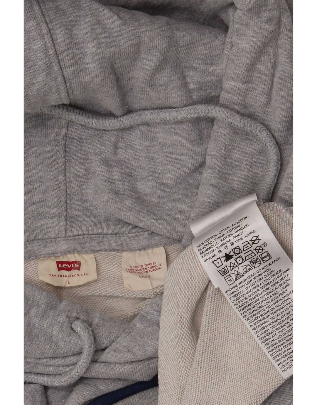 Levi's Womens Graphic Oversized Hoodie Jumper UK 14 Large Grey Flecked