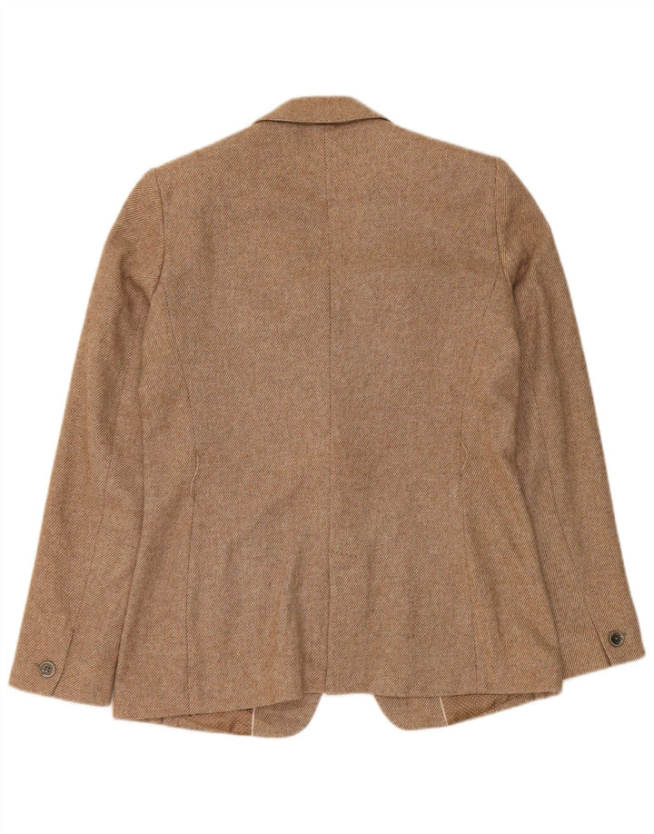 Massimo Dutti Womens 1 Button Blazer Jacket UK 12 Medium Beige