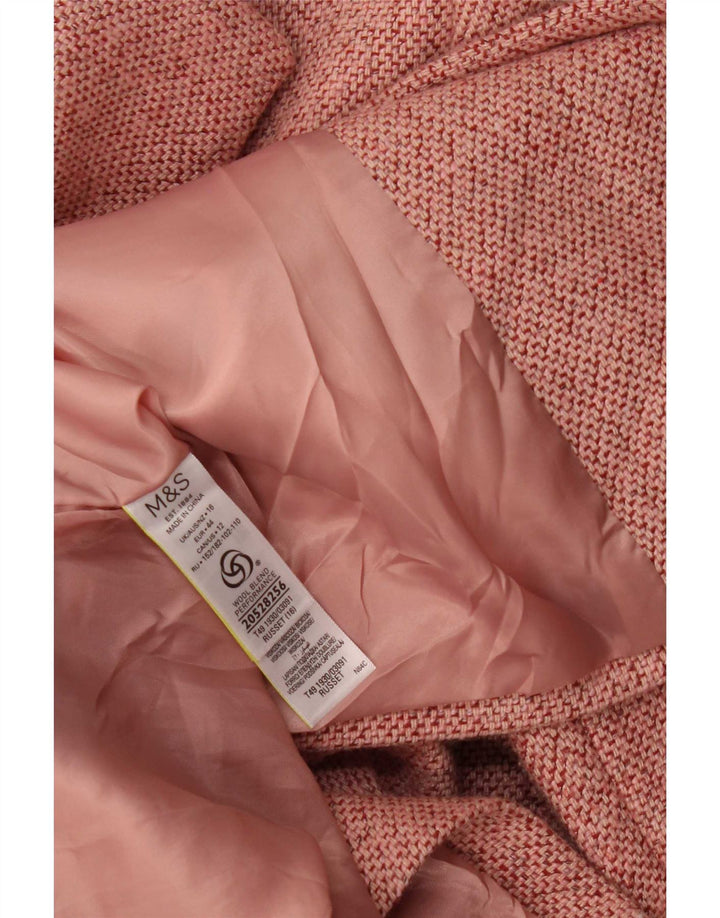 Marks & Spencer Womens Double Breasted Coat UK 16 Large Pink Polyester
