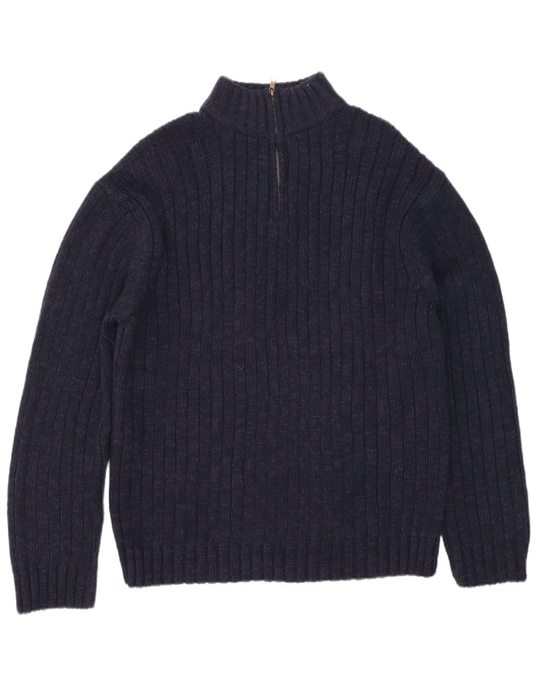 Marks & Spencer Mens Zip Neck Jumper Sweater 2XL Navy Blue Acrylic