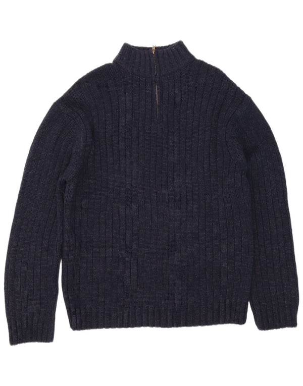 Marks & Spencer Mens Zip Neck Jumper Sweater 2XL Navy Blue Acrylic