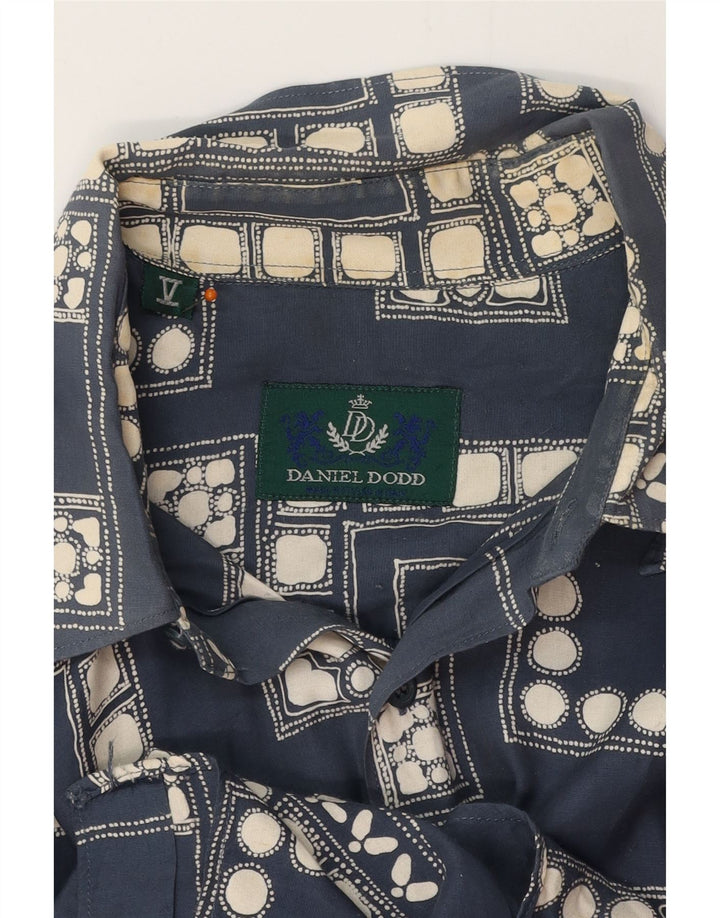 VINTAGE Mens Shirt Large Navy Blue Geometric