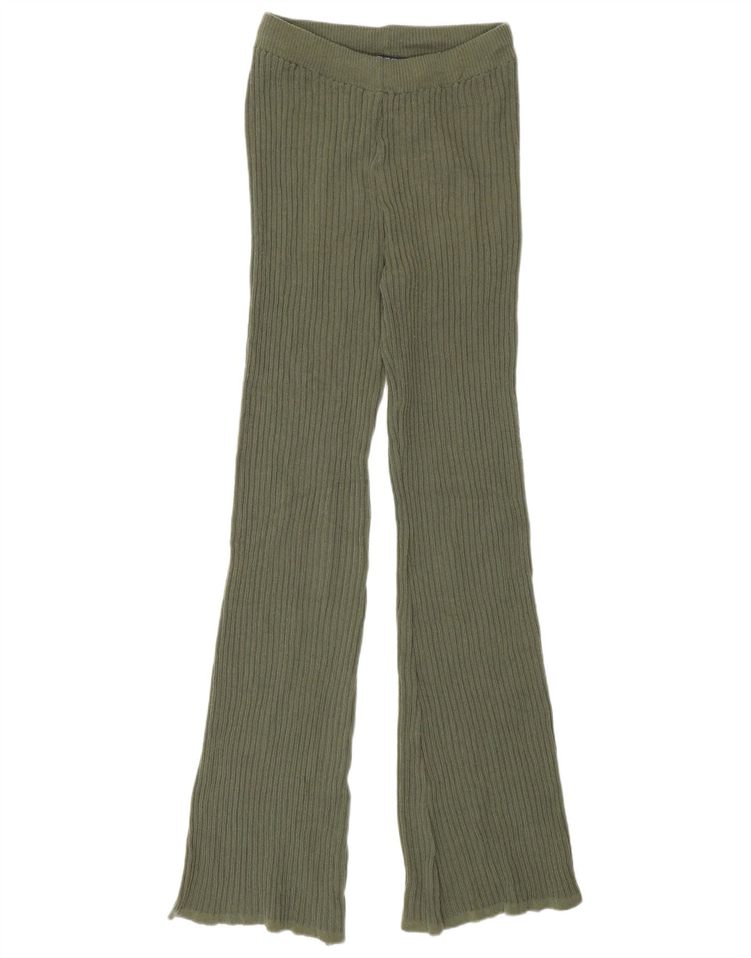 Zara Womens Knit Flare Leggings UK 12 Medium Green Polyester