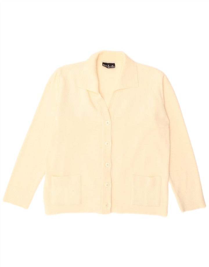 Vintage Womens Cardigan Sweater UK 14 Large Beige Polyacrylic
