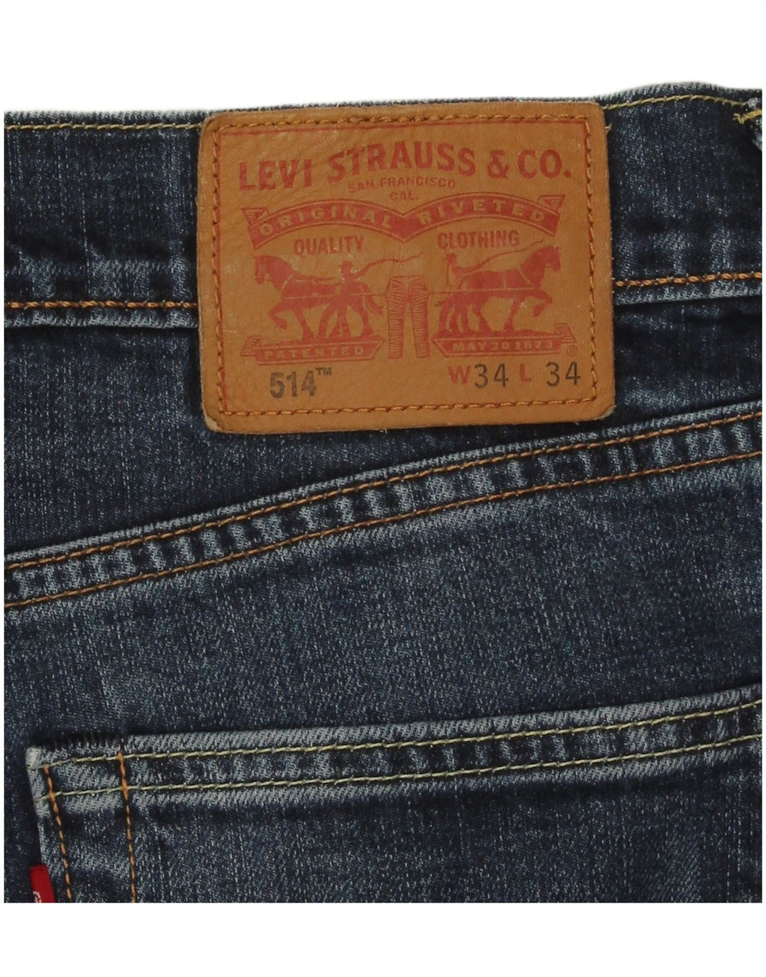 Levi's Mens 514 Straight Jeans W34 L34 Blue Cotton