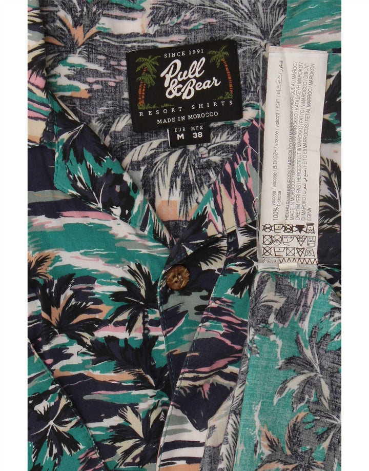 Pull & Bear Mens Hawaiian Short Sleeve Shirt Medium Multicoloured Viscose