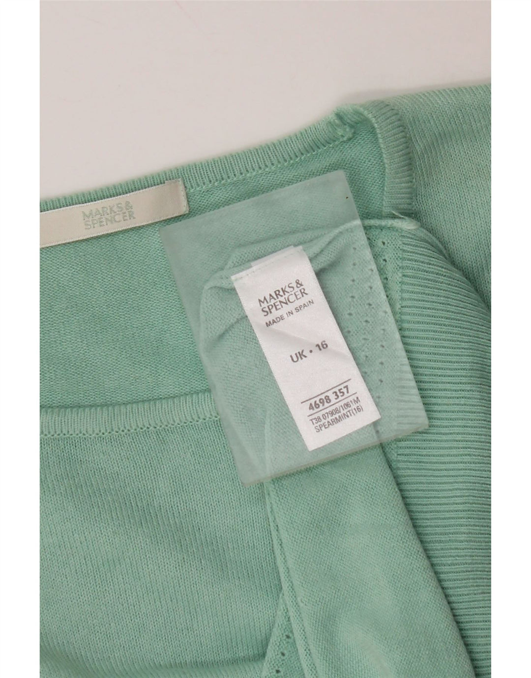 MARKS & SPENCER Womens Crop Crew Neck Jumper Sweater UK 16 Large Turquoise