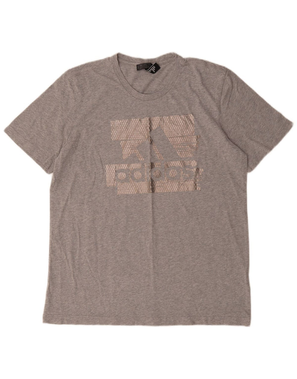 Adidas Mens Graphic T-Shirt Top XL Grey Cotton