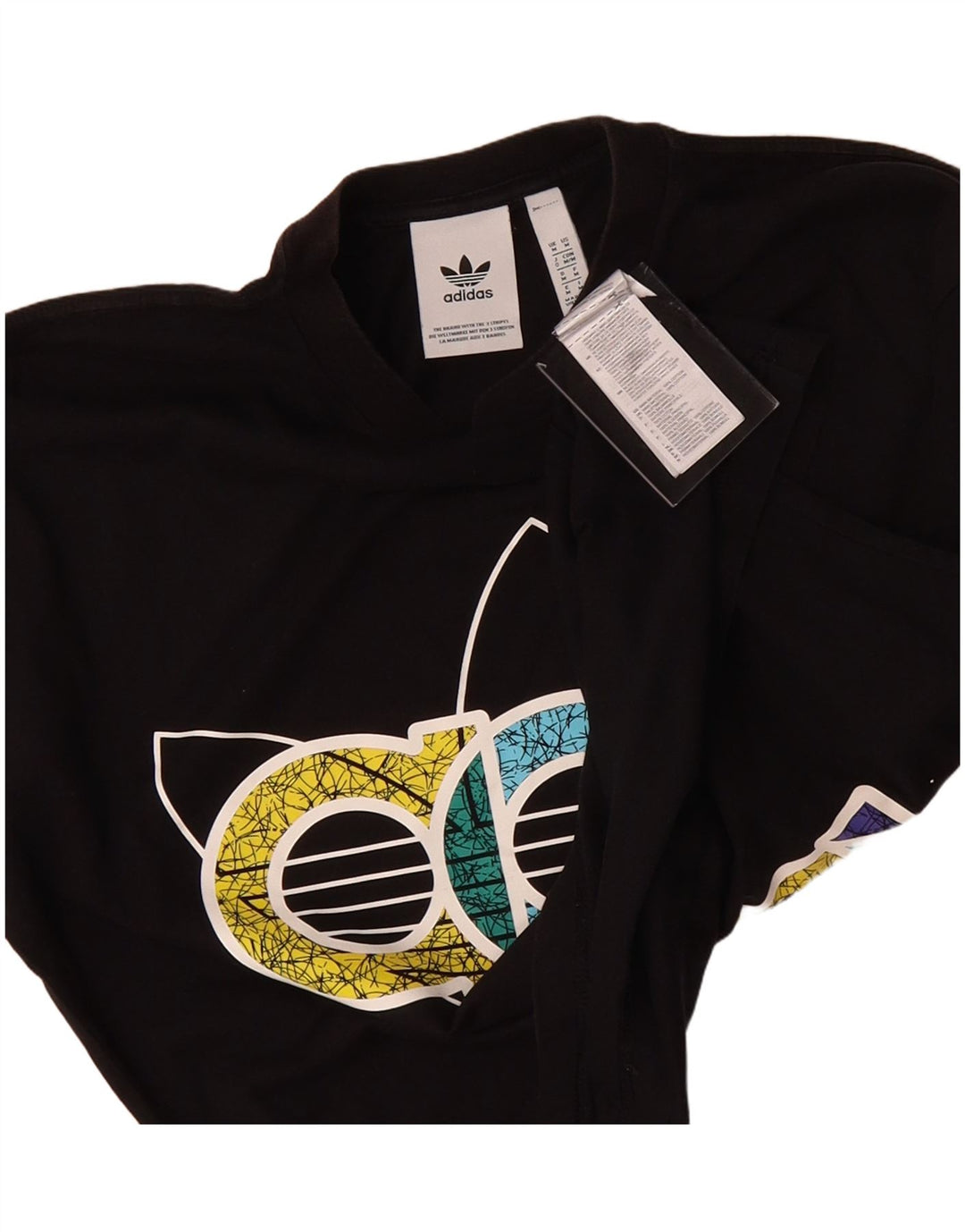 ADIDAS Mens Graphic T-Shirt Top Medium Black Cotton