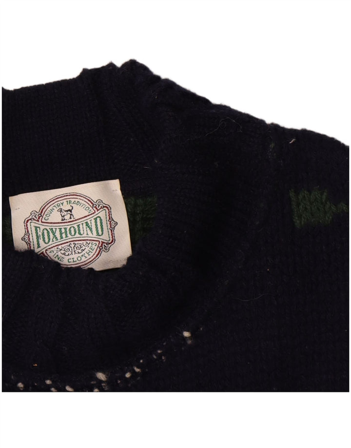 Foxhound Mens Turtle Neck Jumper Sweater Large Navy Blue Floral