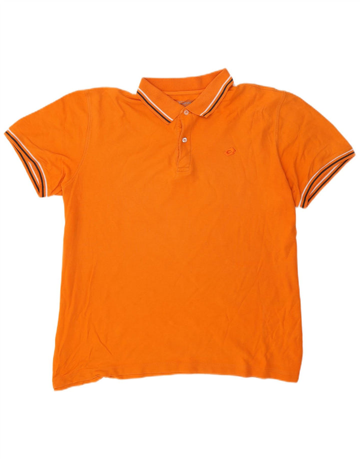 Lotto Mens Polo Shirt 3XL Orange Striped