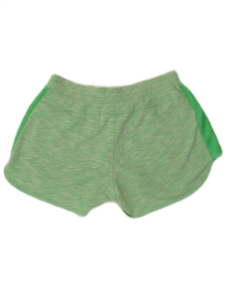 CHAMPION Womens Graphic Sport Shorts UK 6 XS  Green Flecked Polyester