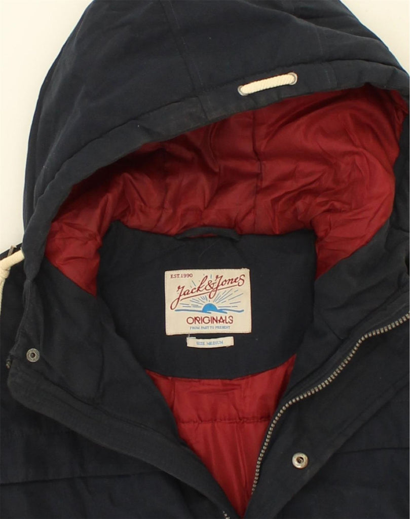 JACK & JONES Mens Hooded Parka Jacket UK 38 Medium Navy Blue | Vintage Jack & Jones | Thrift | Second-Hand Jack & Jones | Used Clothing | Messina Hembry 