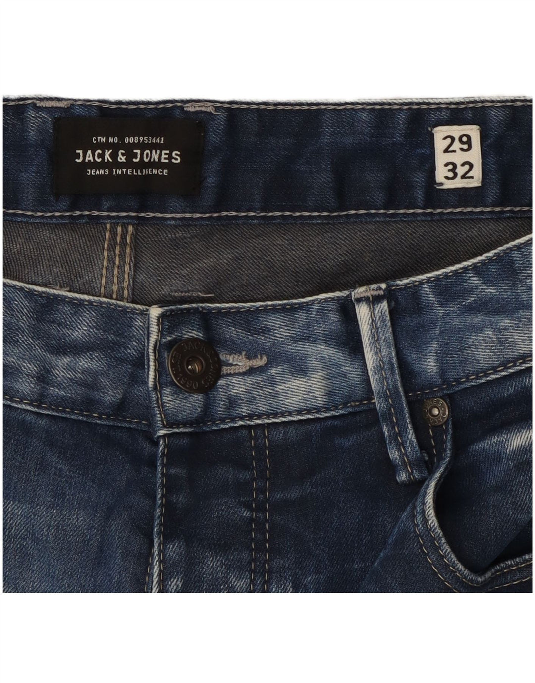 Jack & Jones Mens Mike Straight Jeans W29 L32 Blue Cotton