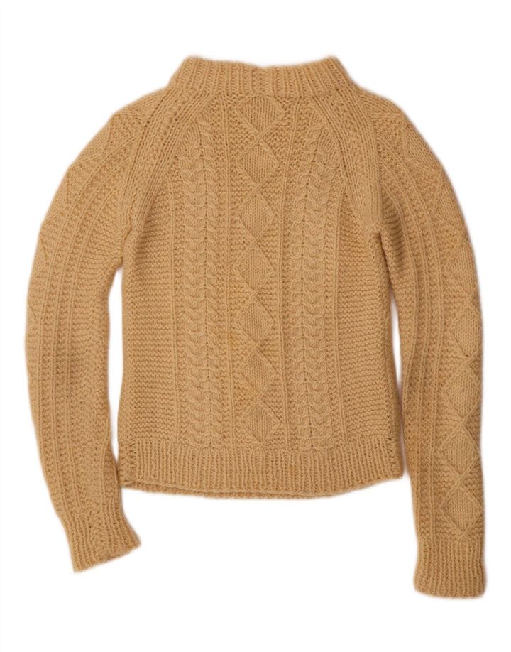 VINTAGE Womens Turtle Neck Jumper Sweater UK 8 Small Beige
