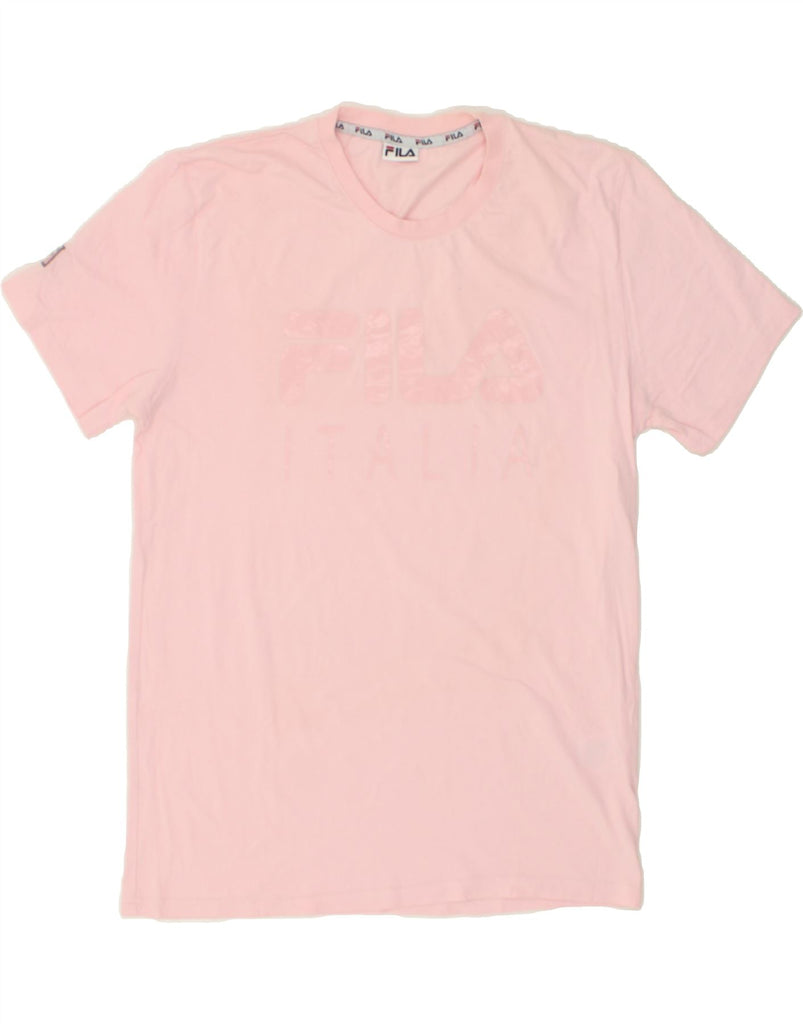 FILA Womens Graphic T-Shirt Top UK 14 Medium Pink Cotton | Vintage Fila | Thrift | Second-Hand Fila | Used Clothing | Messina Hembry 