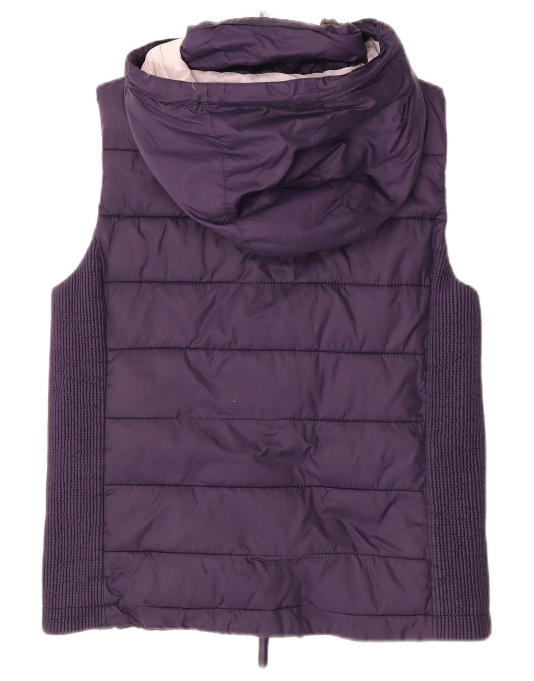 SUPERDRY Womens Hooded Padded Gilet UK 14 Large Navy Blue Polyester