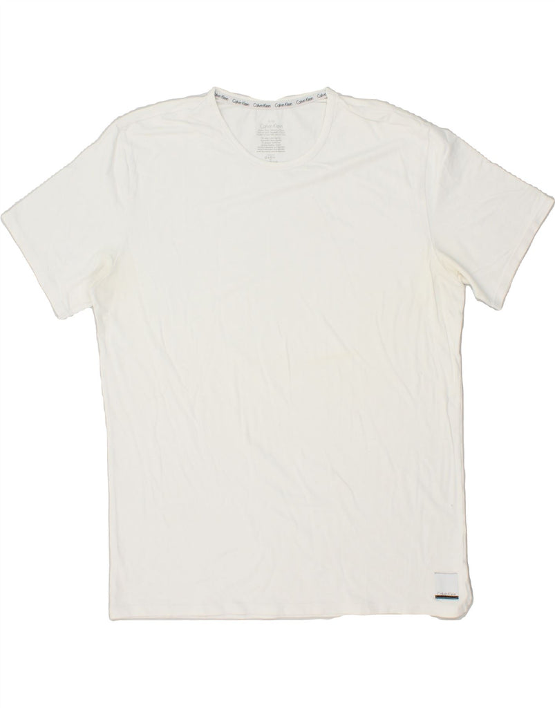 CALVIN KLEIN Mens Slim T-Shirt Top XL White Cotton Vintage Calvin Klein and Second-Hand Calvin Klein from Messina Hembry 