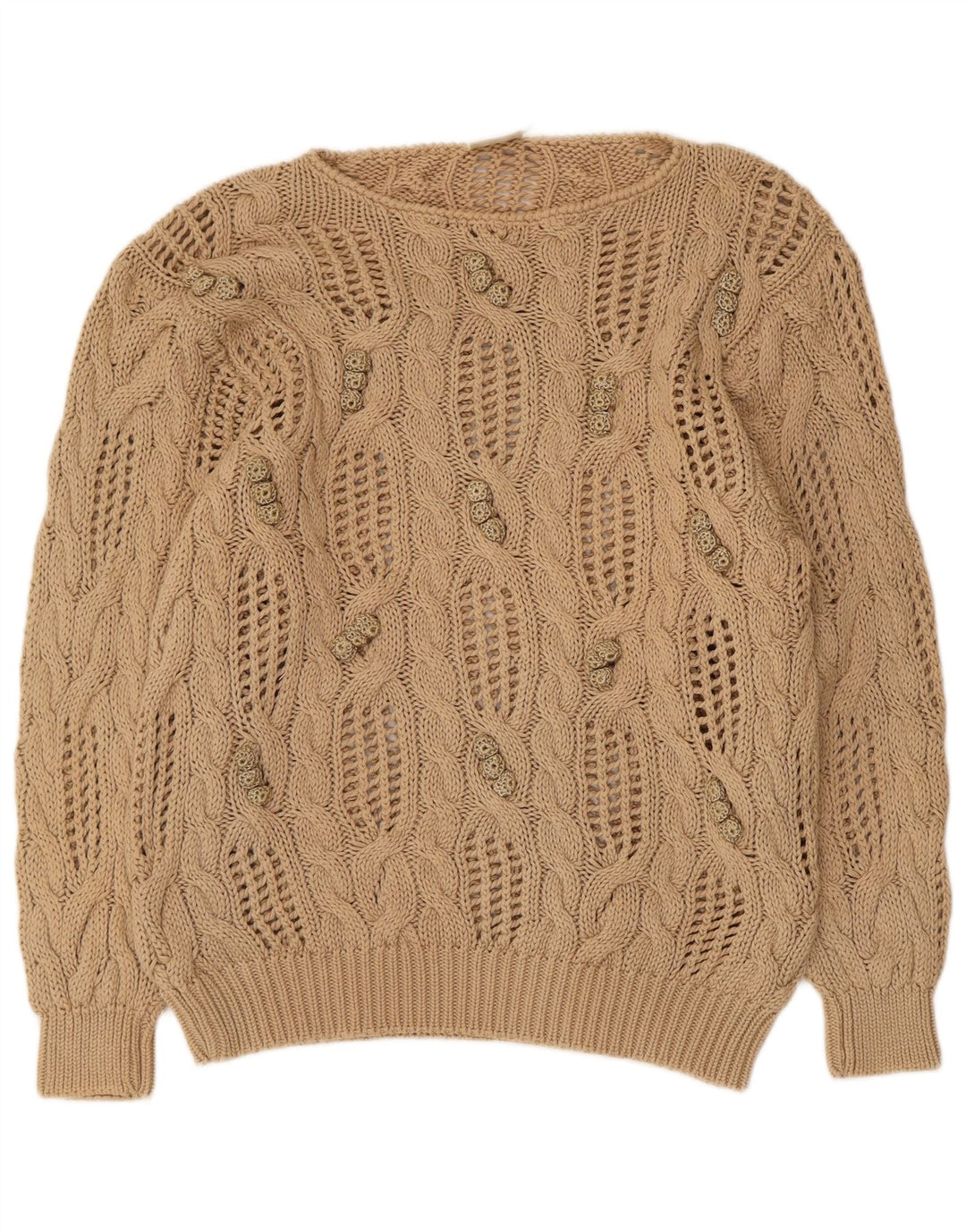 Madeleine Womens See Through Boat Neck Jumper Sweater EU 40/42 Medium Beige