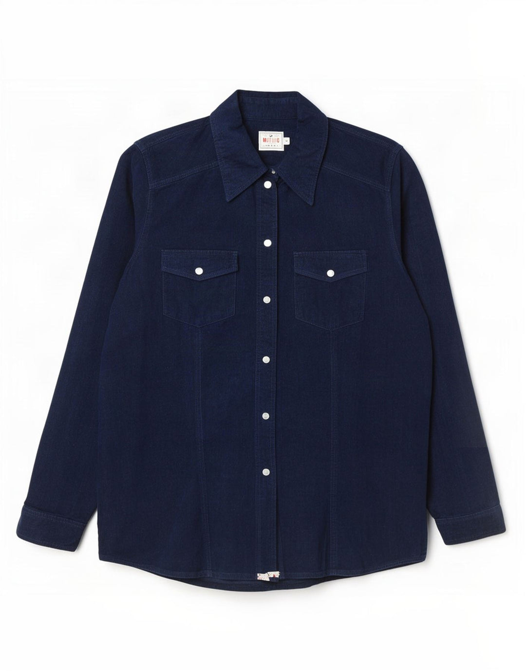 Mustang Womens Corduroy Shirt UK 14 Medium Navy Blue Cotton