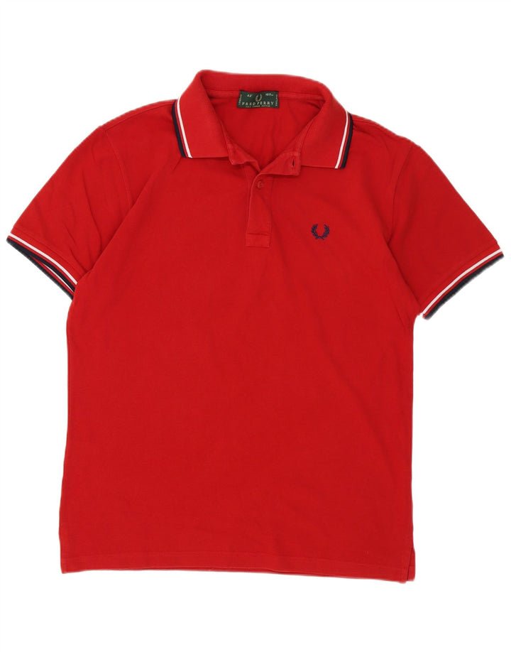 Fred Perry Mens Polo Shirt Medium Red Striped Cotton