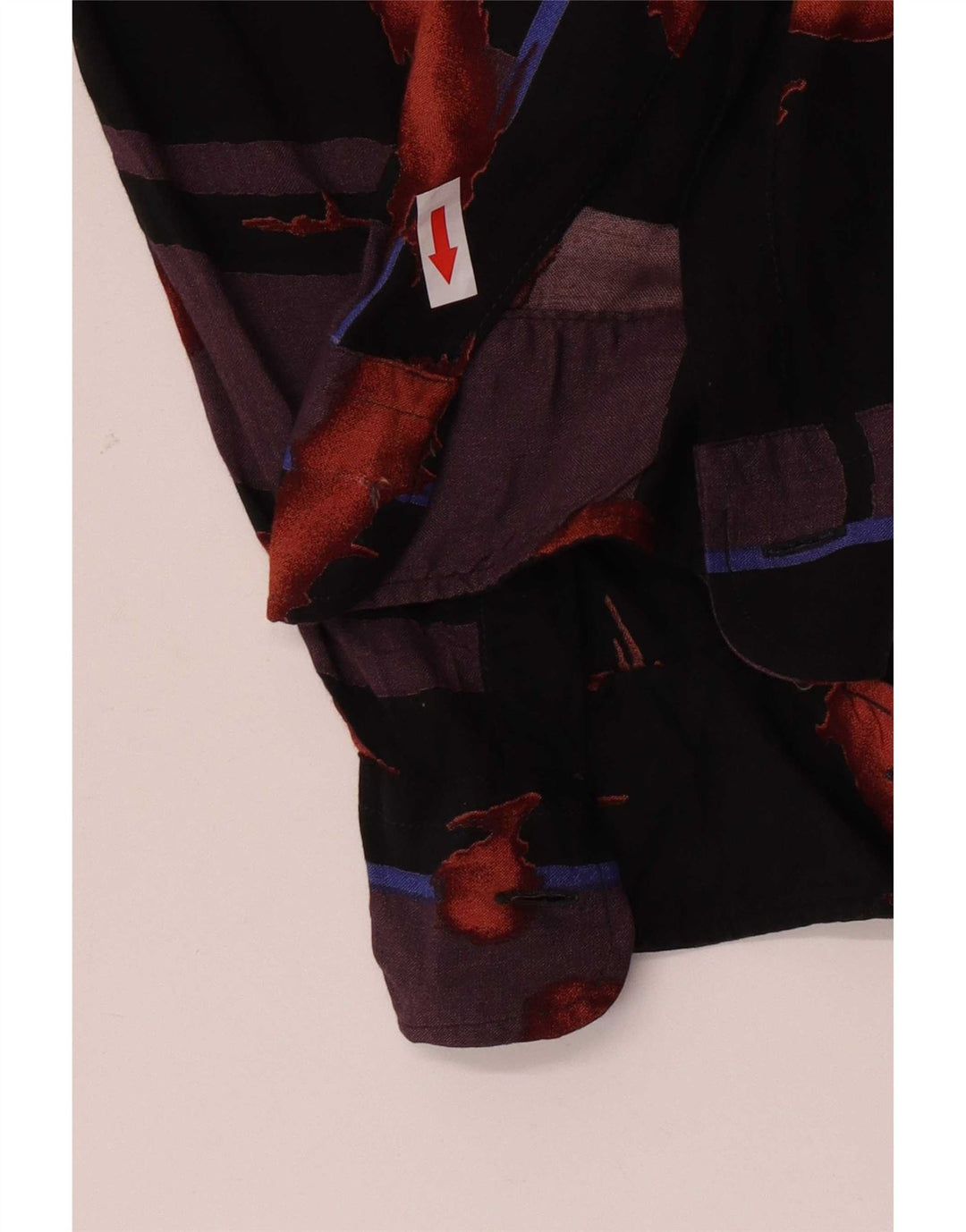 Vintage Mens Abstract Pattern Pullover Shirt Large Black