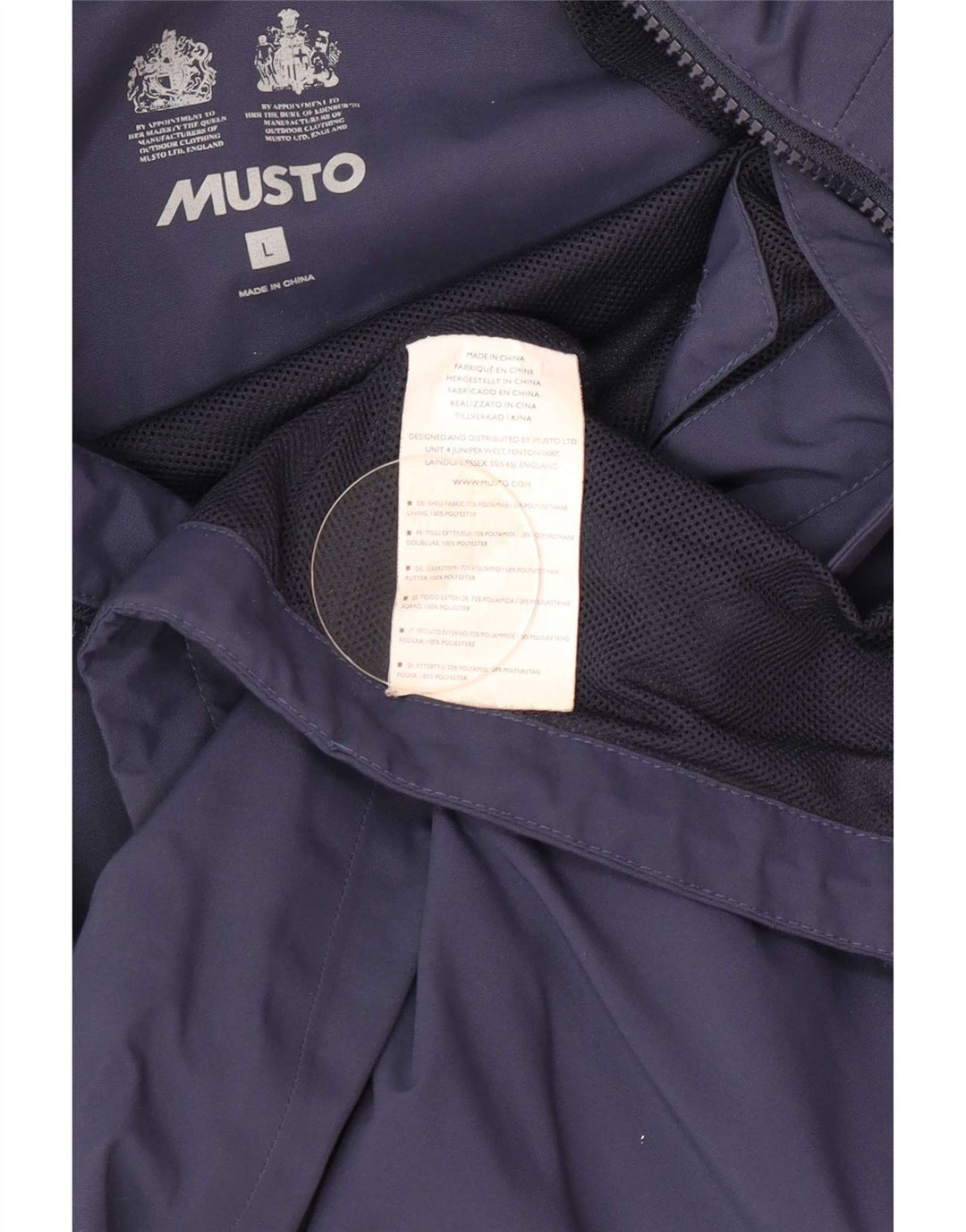 Musto Mens Hooded Rain Jacket UK 40 Large Navy Blue Polyester