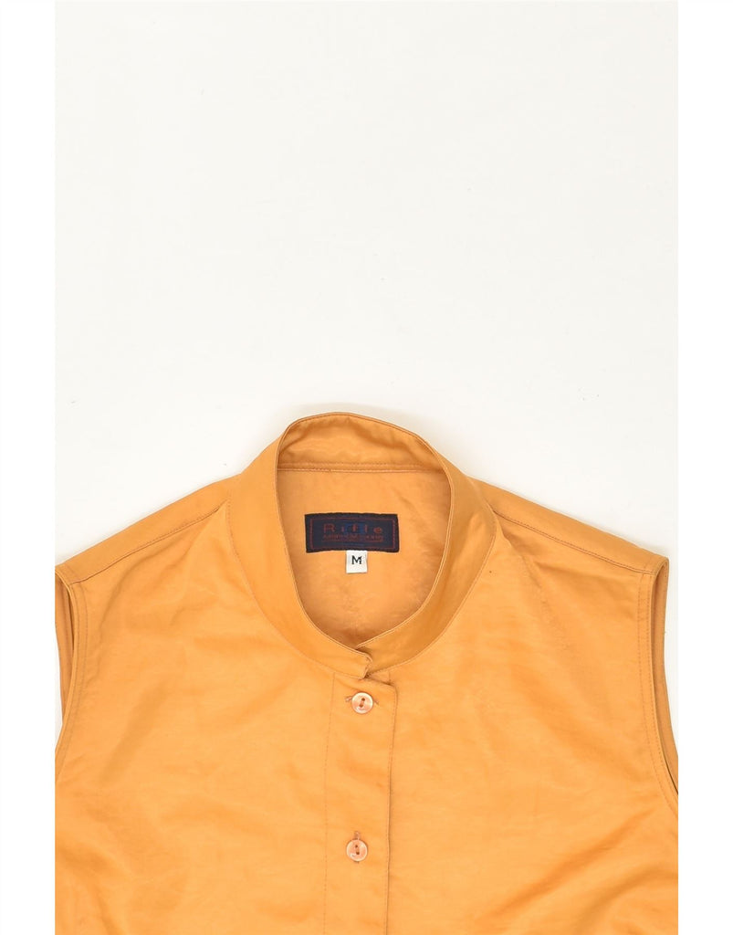 RIFLE Womens Sleeveless Shirt UK 12 Medium Orange Polyester | Vintage Rifle | Thrift | Second-Hand Rifle | Used Clothing | Messina Hembry 