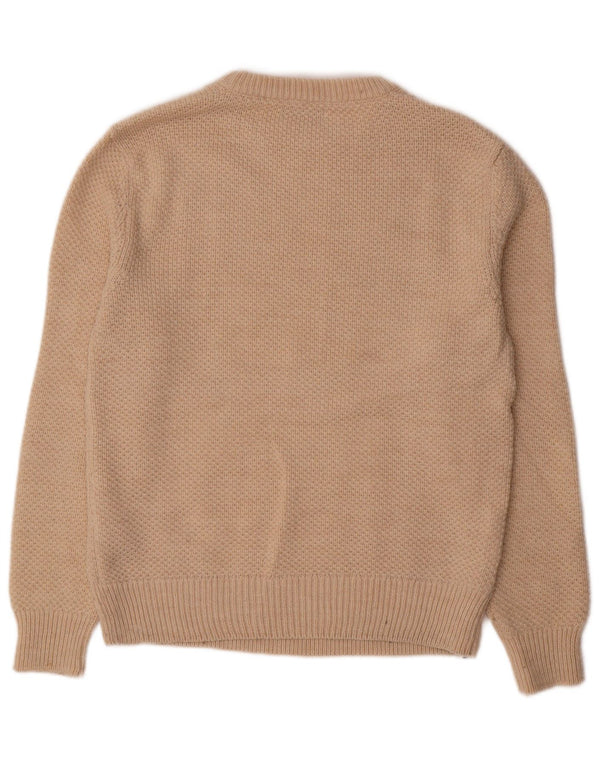 ZARA Mens Crew Neck Jumper Sweater Medium Beige Acrylic