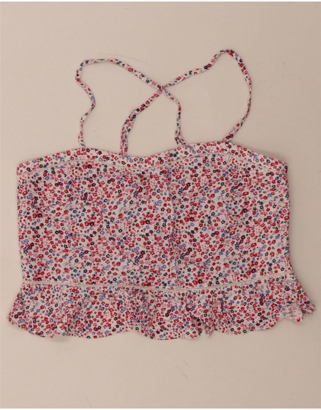 JACK WILLS Womens Cami Top UK 8 Small  Red Floral Viscose Vintage Jack Wills and Second-Hand Jack Wills from Messina Hembry 