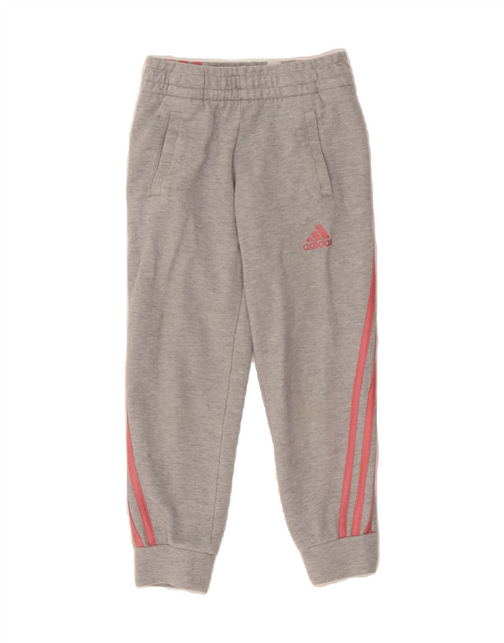 ADIDAS Girls Tracksuit Trousers Joggers 5-6 Years  Grey Polyester Vintage Adidas and Second-Hand Adidas from Messina Hembry 