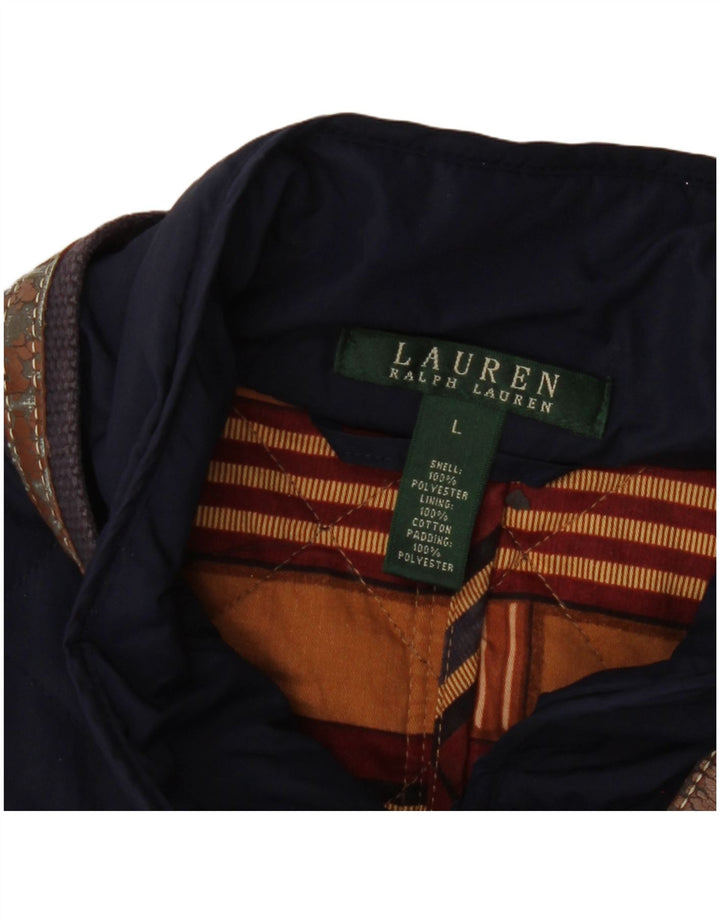 Ralph Lauren Womens Quilted Jacket UK 16 Large Navy Blue Polyester