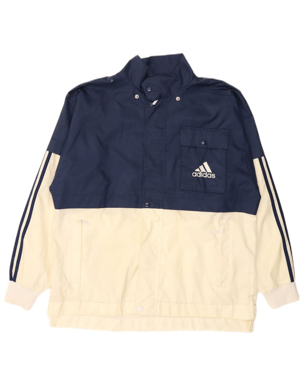 ADIDAS Mens Windbreaker Jacket UK 40/42 Medium Navy Blue Colourblock