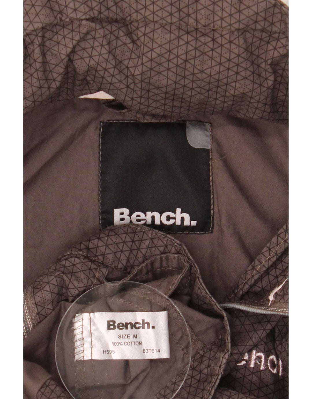 Bench Womens Graphic Hooded Bomber Jacket UK 14 Medium Brown Cotton